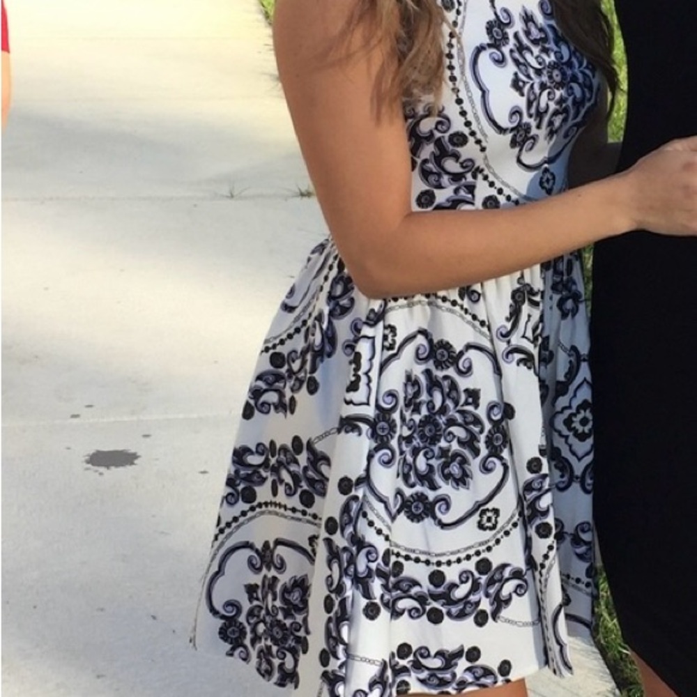 Elegant Black and White Patterned Dress